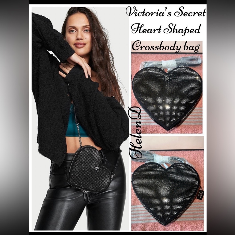 Victoria’s Secret BLING Rhinestones HEART SHAPE CROSSBODY BAG